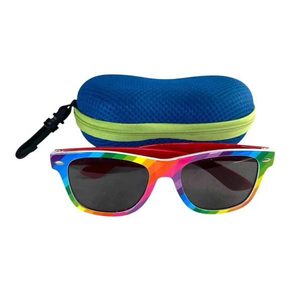 Skittles Candy Rainbow Striped Sunglasses LGBT Pride Party Shades Smoke Lens - Picture 1 of 7